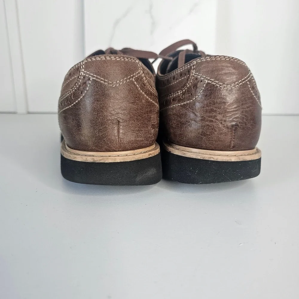 Cole Haan Mens Brown Leather Wingtip Oxford Brogue Dress Shoes Wedge‎ Sole 8M
